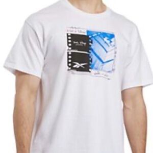 Men’s NWT Reebok White and Blue Graphic Tee Size S